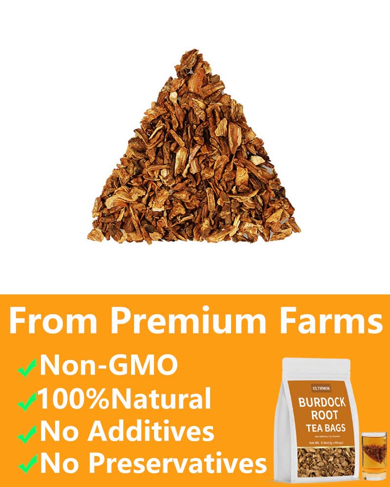 ULTHMOK Premium Burdock Root Tea Bags,60 Tea Bags/6.4Oz.100% Natural Burdock Tea,No Additives,Caffeine Free. - Image 2